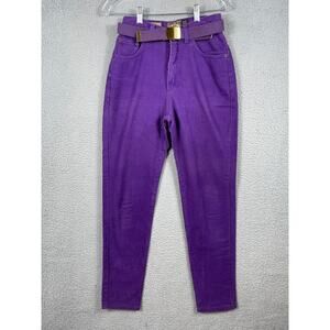 Express Vintage Junior Women's Size 3/4 Purple Jeans With Belt Mom U.S.A.